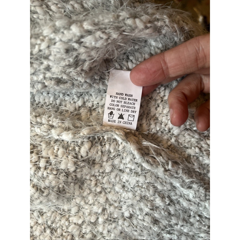 Soft Cozy Bouclé Hooded Open Cardigan Sweater Gray Small Lounge Layer - Picture 5 of 11